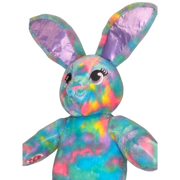 Build a Bear Tie Dye Easter Bunny Plush Satin Ears Stuffed Animal Sewn Eyes 21" - Picture 4 of 15